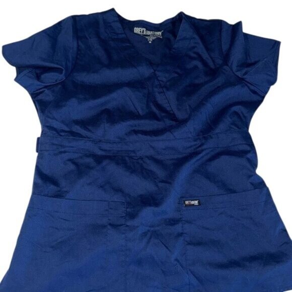 Greys Anatomy By Barco Womens Professional V-Neck Scrub Top Navy Blue Size M - Picture 1 of 7